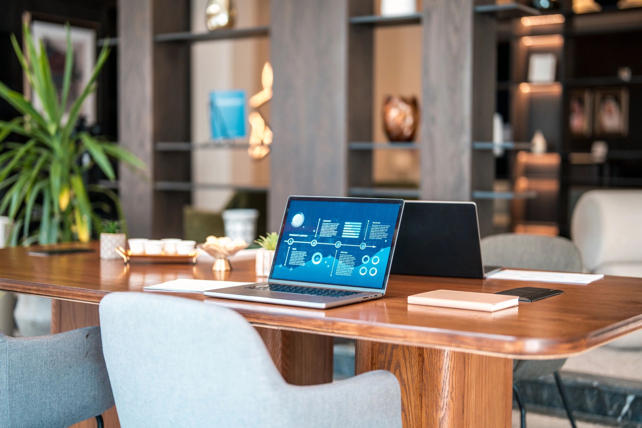 Laptop showing analytics in a professional setting