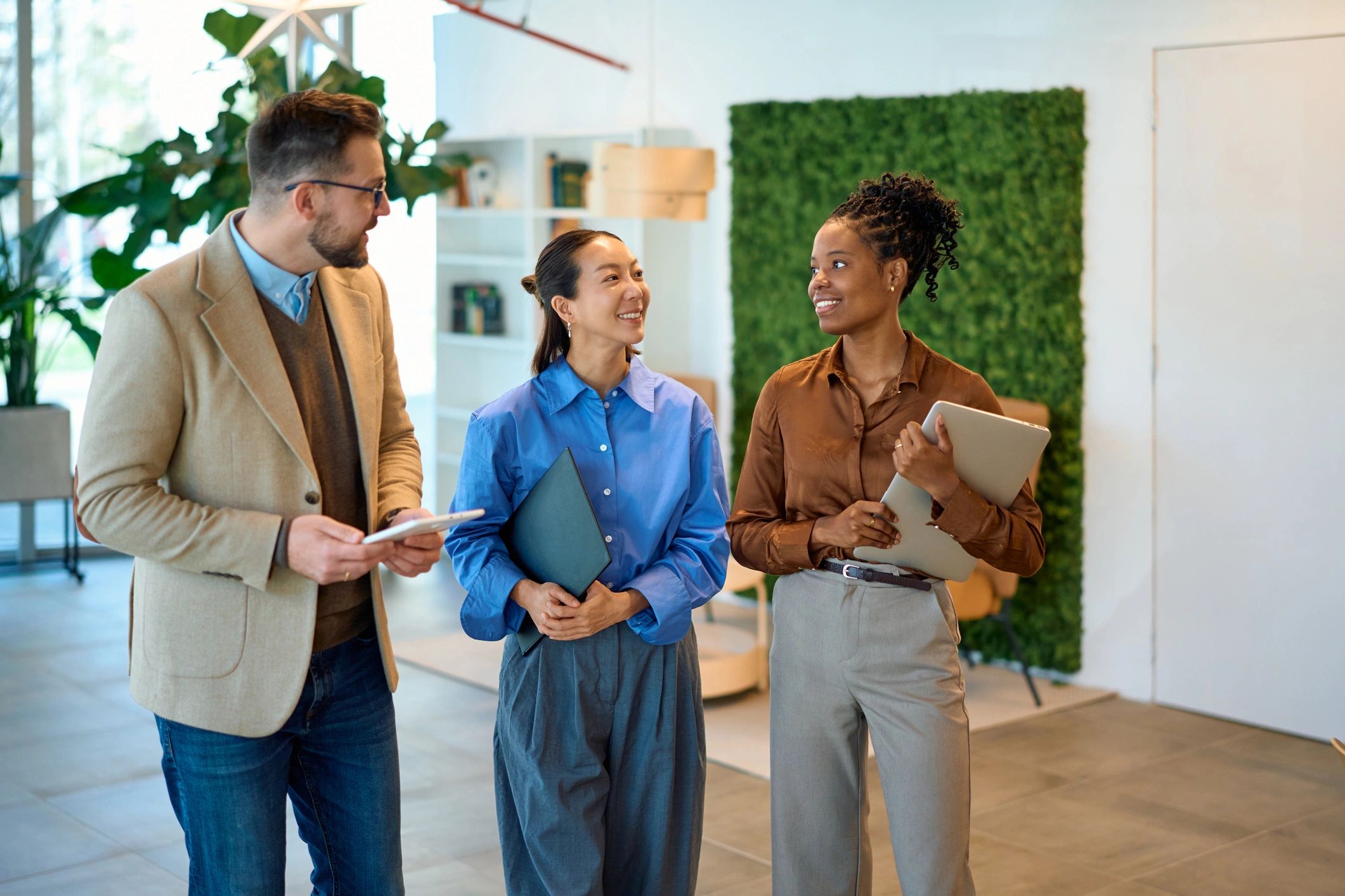 Business professionals collaborating in a modern office